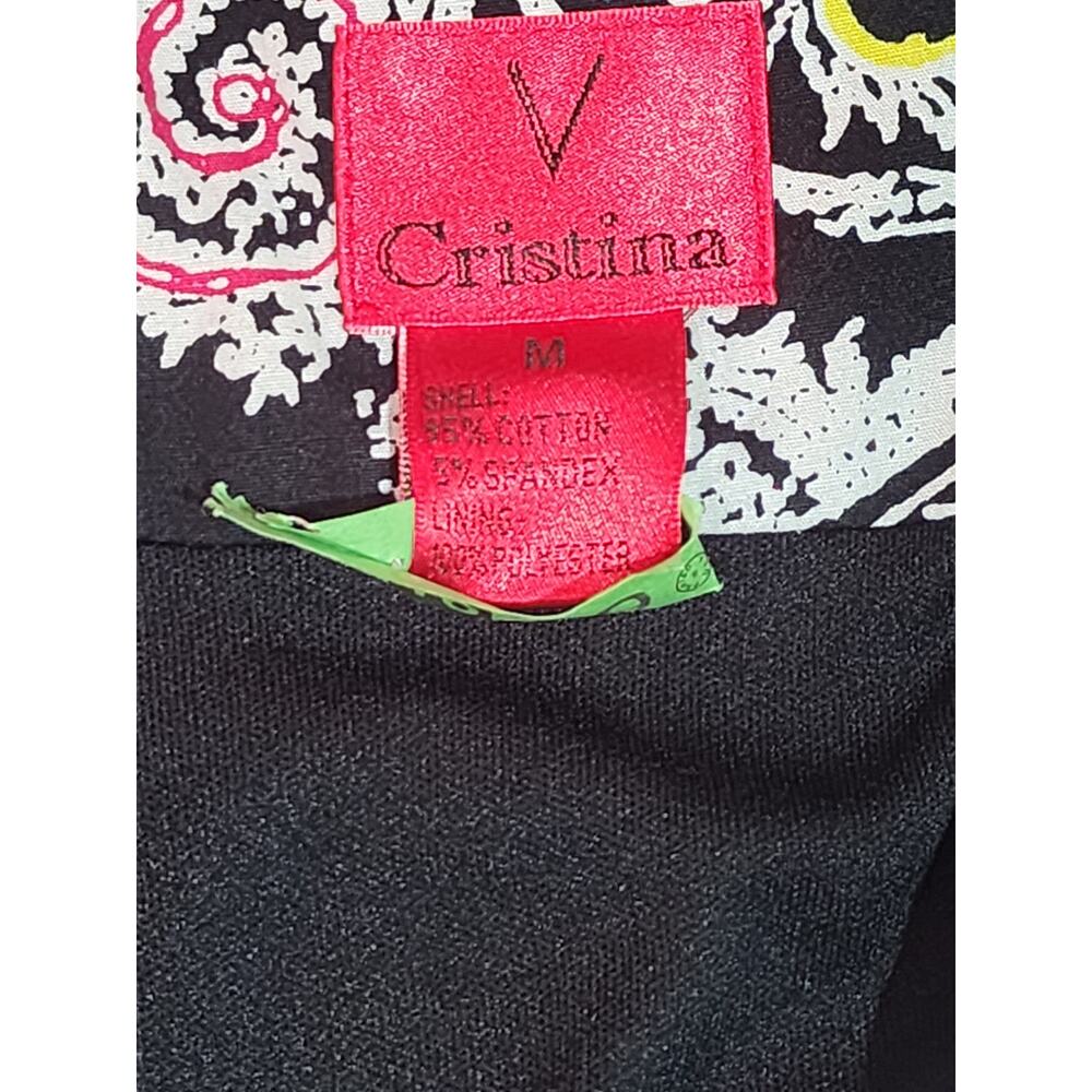 Cristina Paisley Print Stretch A-Line Skirt Women's Medium Black Multicolor - Picture 3 of 5
